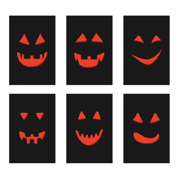 halloween pumpkin face jack-o-lantern on black greeting cards