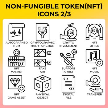 NFT - Non-fungible token icon set