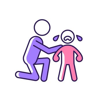 Comforting crying child RGB color icon