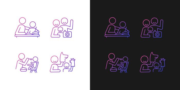Effective parenting style gradient icons set for dark and light mode