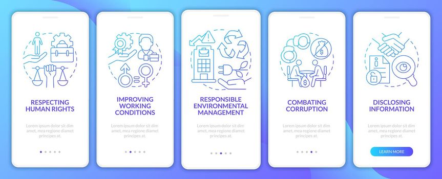 CSR issues blue gradient onboarding mobile app page screen