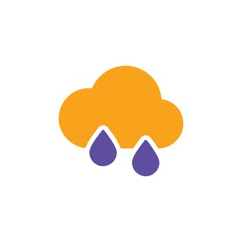 Raincloud with raindrops glyph icon. Weather sign