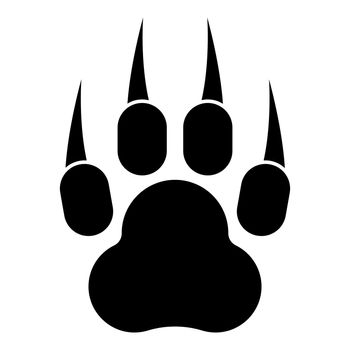 Print paw wild animal with claw track footprint predatory pawprint icon black color vector illustration flat style image