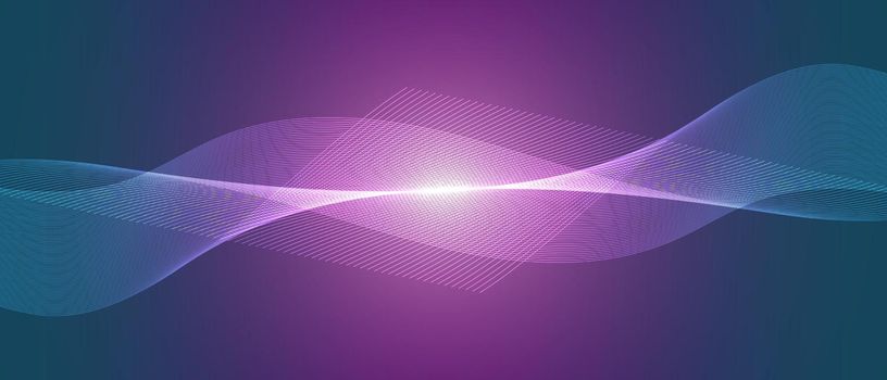 Abstract blue and purple light technology wave design, digital network background, vector communication concept