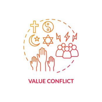Value conflict red gradient concept icon