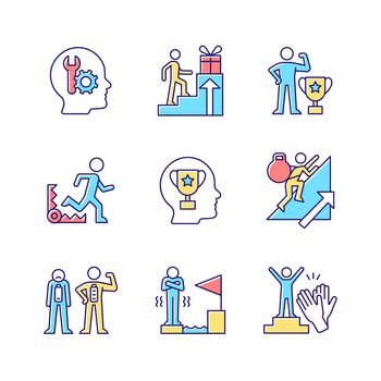 Strong motivation RGB color icons set