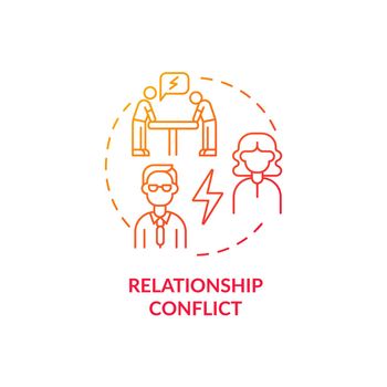 Relationship conflict red gradient concept icon