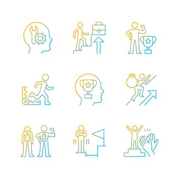 Strong motivation gradient linear vector icons set