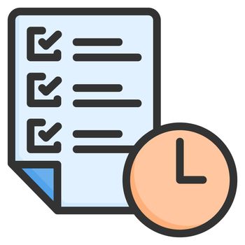 Time management icon design outline color style