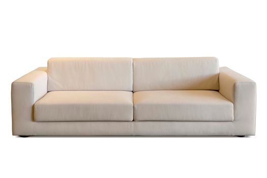 Modern Flax couch. Sofa isolated on white background. Studio shoot