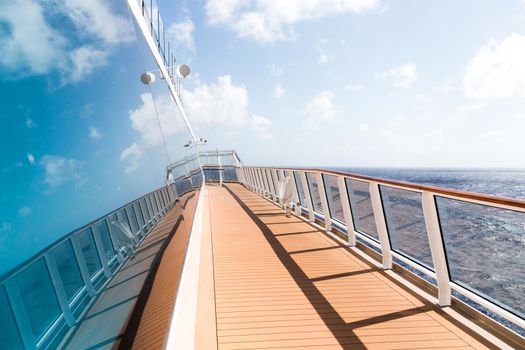 Cruise ship empty open deck with copy space