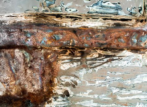 Rusted on surface of old metal plate