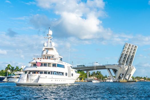 Fort Lauderdale, Florida, USA - September 20, 2019: Galant lady Luxury yacht sailing in Fort Lauderdale, Florida