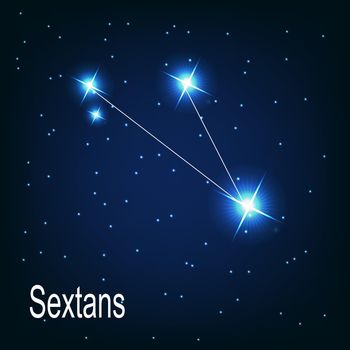 The constellation "Sextans" star in the night sky. Vector illustration