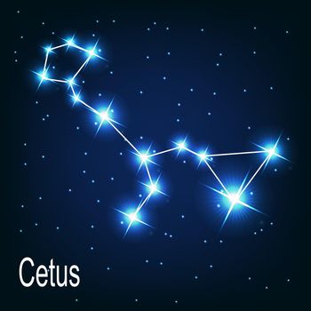 The constellation "Cetus" star in the night sky. Vector illustration