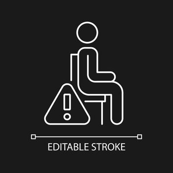 Remain seated white linear manual label icon for dark theme