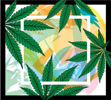 Sketch of Marijuana leaves, cannabis on white background