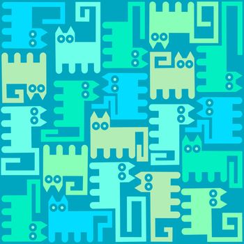 Seamless pattern, mosaic of cats