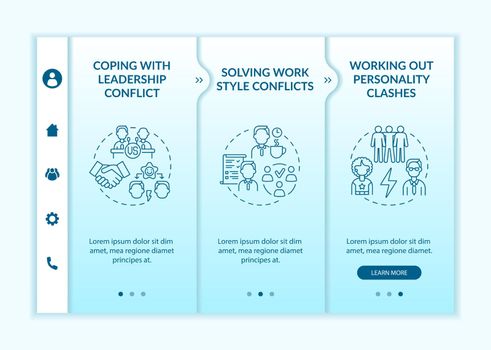 Dealing with team conflicts onboarding vector template