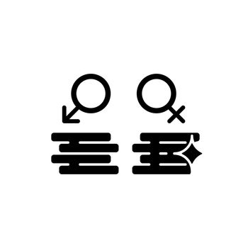 Workplace gender equality black glyph icon