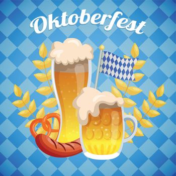 Munich International Beer Festival Oktoberfest, advertising background - Vector