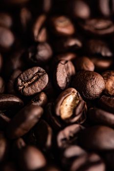 Coffee beans background, roasted signature bean with rich flavour, best morning drink and luxury blend