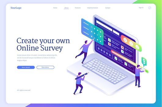 Vector banner of online survey service