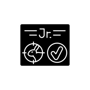 Junior hunting license RGB black glyph icon