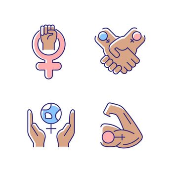 Girl power RGB color icons set
