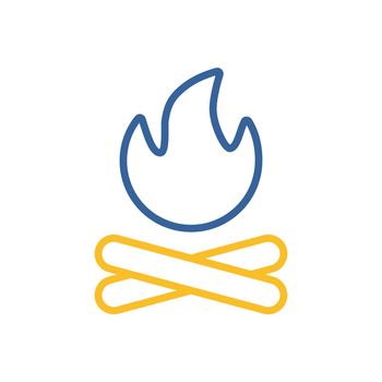 Bonfire vector icon. Camping and Hiking sign. Graph symbol for travel and tourism web site and apps design, logo, app, UI