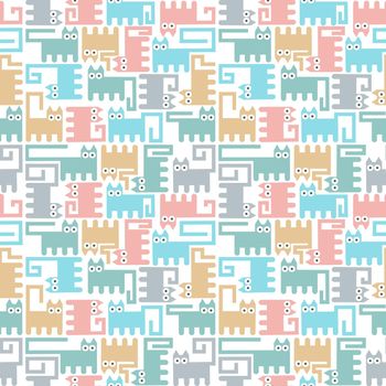 Seamless pattern, mosaic of cats