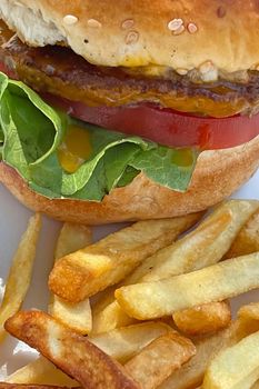 close-up ready to eat hamburger
