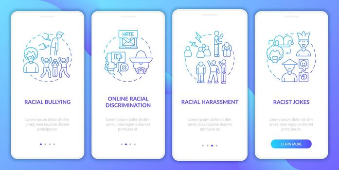 Racial inequality onboarding mobile app page screen
