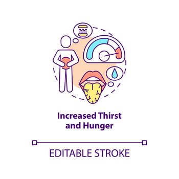 Increased thirst and hunger concept icon