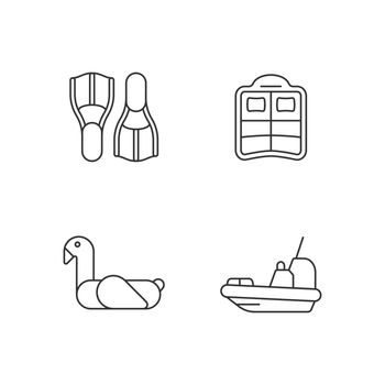 Summer vacations linear icons set