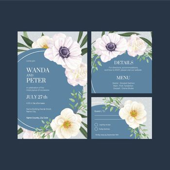 Wedding card template with lilac violet wedding concept,watercolor style