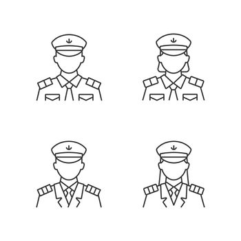 Cruise crew linear icons set