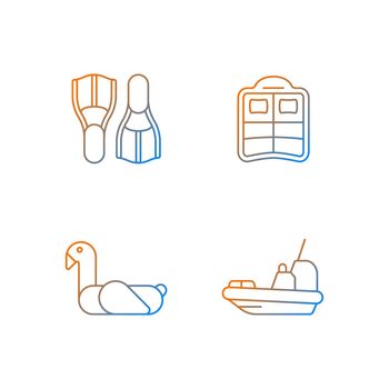Summer vacations gradient linear vector icons set