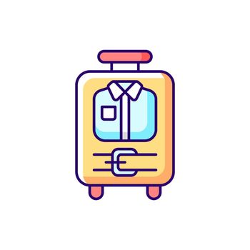 Open suitcase with clothing RGB color icon