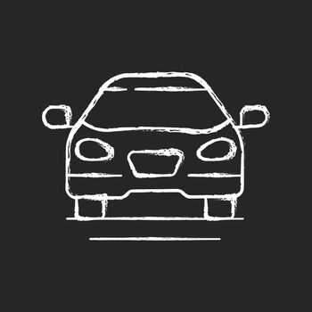 Sedan car chalk white icon on dark background