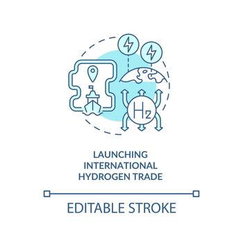 Launching international hydrogen trade concept icon
