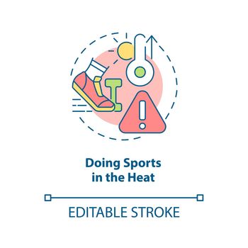 Doing sports in heat concept icon