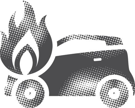 Halftone Icon - Car on fire