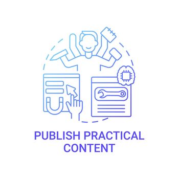 Publish practical content concept icon