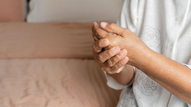 hand pain of old woman, healthcare problem of senior concept