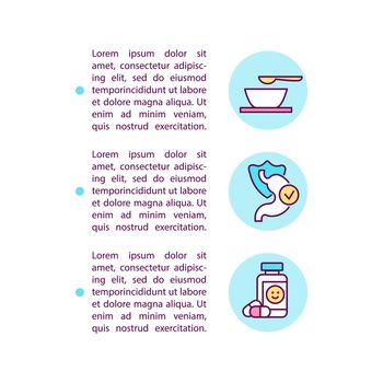 Dietary approaches and medication concept line icons with text