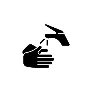 Wetting hands with water black glyph icon