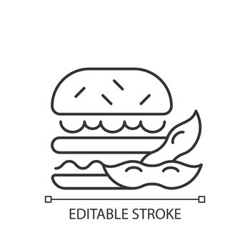 Soy burger linear icon