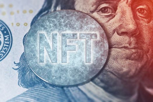 NFT on on us dollar. Close-up