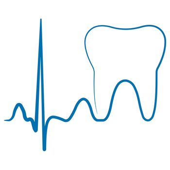 Logo for the dental clinic office, the impulse turning into a tooth molar